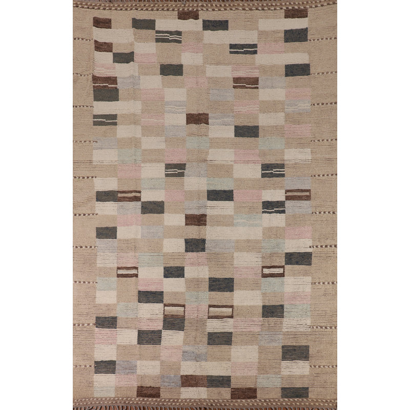 Tapis marocain en laine à carreaux All-Over 9 x 12
