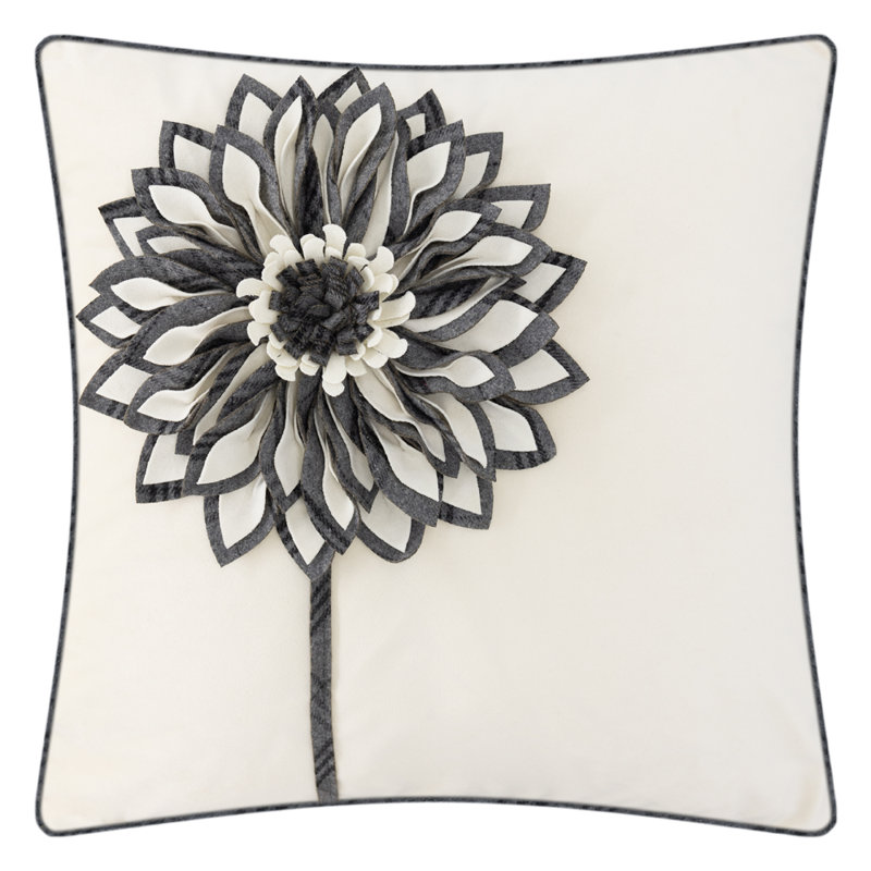  Housse de coussin 3D faite main en tournesol 3D 18 x 18 po, Gris