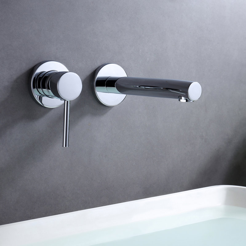 Robinet de lavabo de salle de bain, robinet de lavabo mural à poignée simple, robinet de meuble-lavabo avec valve brute en laiton avec gaucher