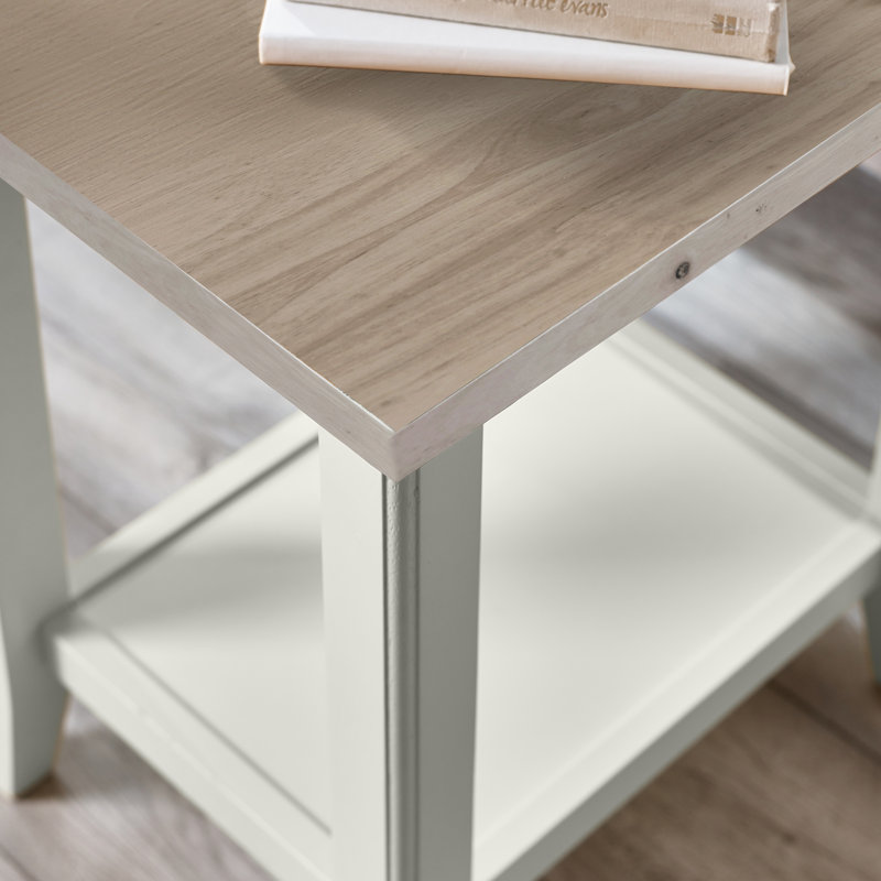 Sodhi Solid Wood Side Table with Shelf - Traditional Farmhouse Cottage End Table, Whitewash