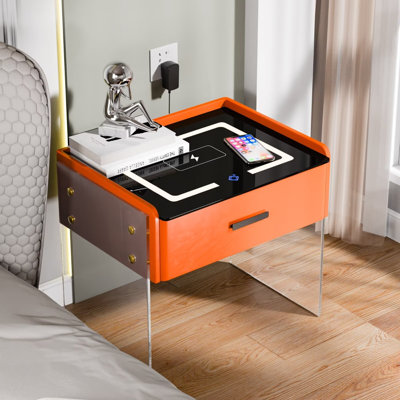 Cyani 1 - Drawer Nightstand with Wireless Charging, LED Lights, Bluetooth Player & Sensor Light