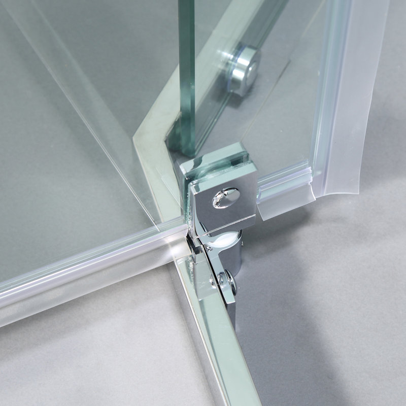 Cabine de douche à charnière demi-cadre sans cadre 341/8 "X 72", 5/16 po (8 mm), nickel brossé, Nickel brossé