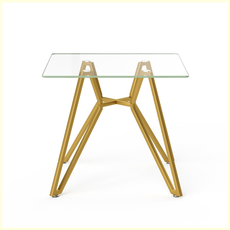 35.4-inch square tempered glass dining table