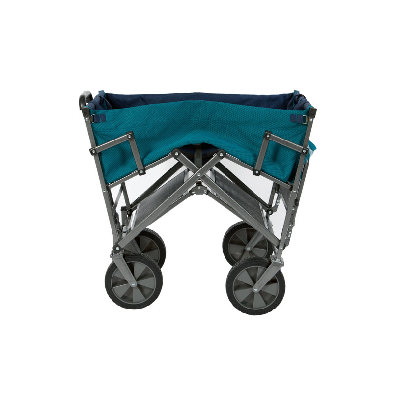Teal Folding Alloy Steel Outdoor Utility Wagon with Flat-Free Tires
