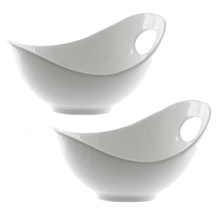 Whittier White Ceramic 7.75" Fruit Bowls, Set of 4