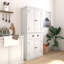 Armoire de rangement 72 po, armoire autoportante traditionnelle avec 4 portes et tablettes réglables, grand tiroir central