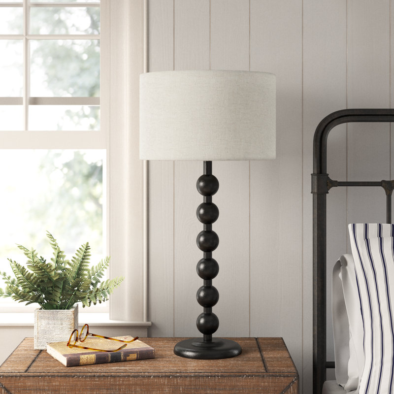 Levy Solid Wood Table Lamp, Black