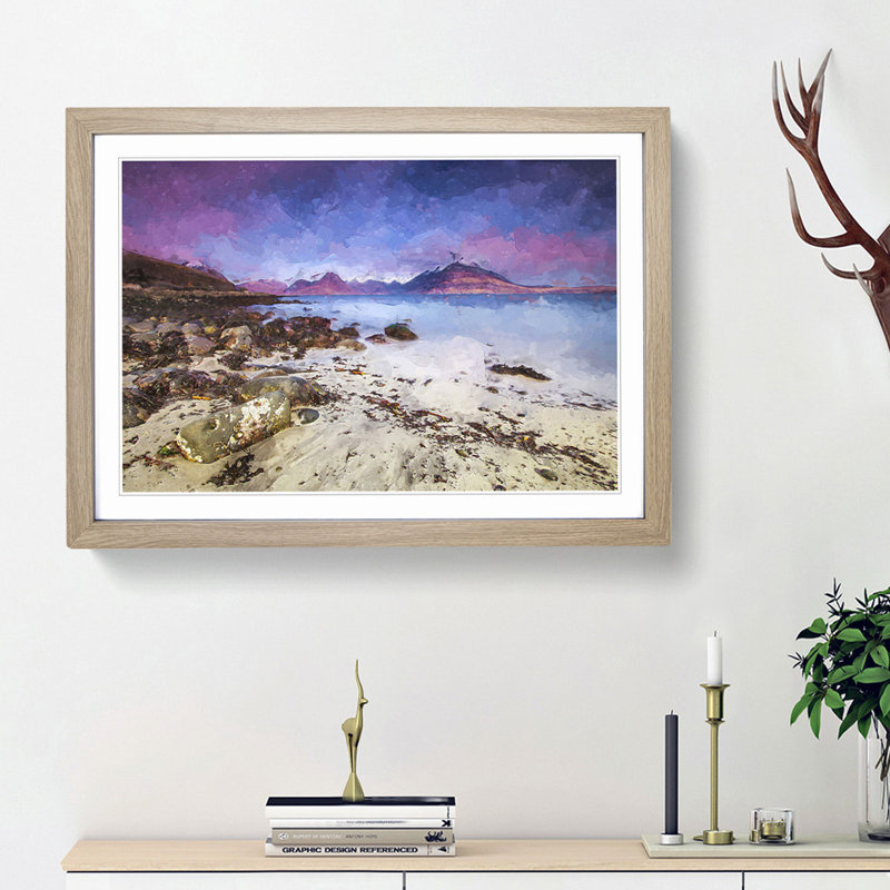Elgol Village in the Isle of Skye in Abstract - Picture Frame Graphic Art Print, 36cm H x 48cm W x 2cm D, Oak Framed