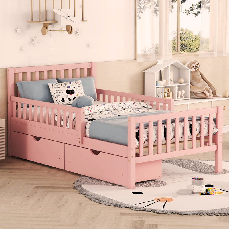 Lit de rangement en bois, Rose, Simple