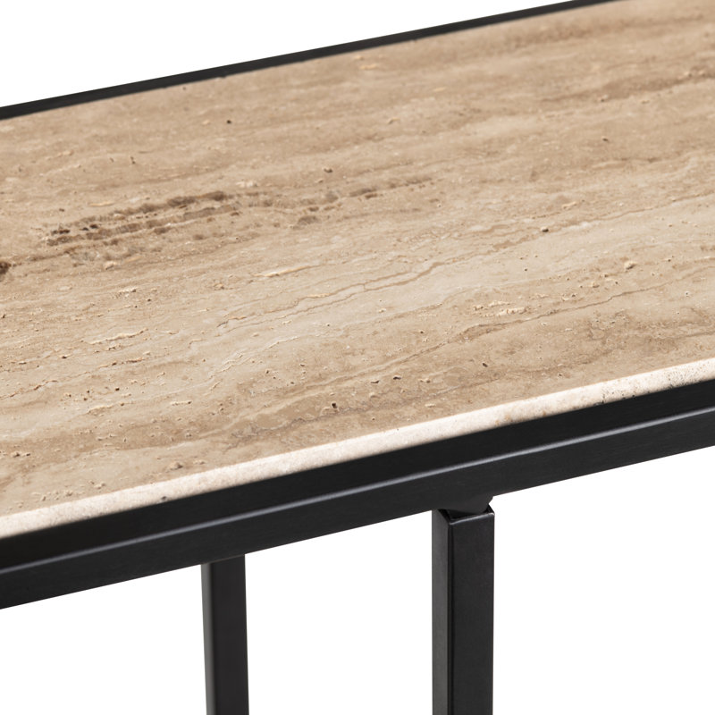 70 po Table d'appoint brun en travertin_Console_