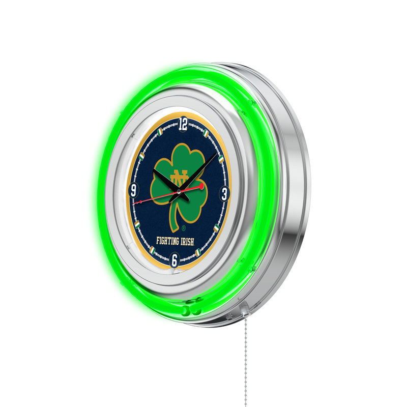 Horloge murale 15 po NCAA, Notre Dame - Shamrock