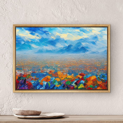 Abstrait, blocs de couleurs vibrantes, montagne de rêve abstraite colorée, images de paysage moderne, impression numérique sur toile, impression numérique sur toile encadrée