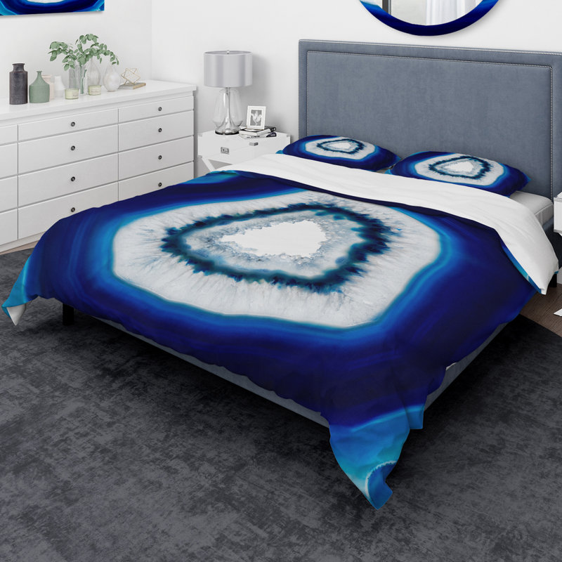 Ensemble de housse de couette en cristal designart slice of agate, Housse de couette très grand + 2 taies décoratives