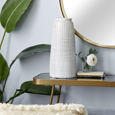 White 17" Terracotta Table Vase