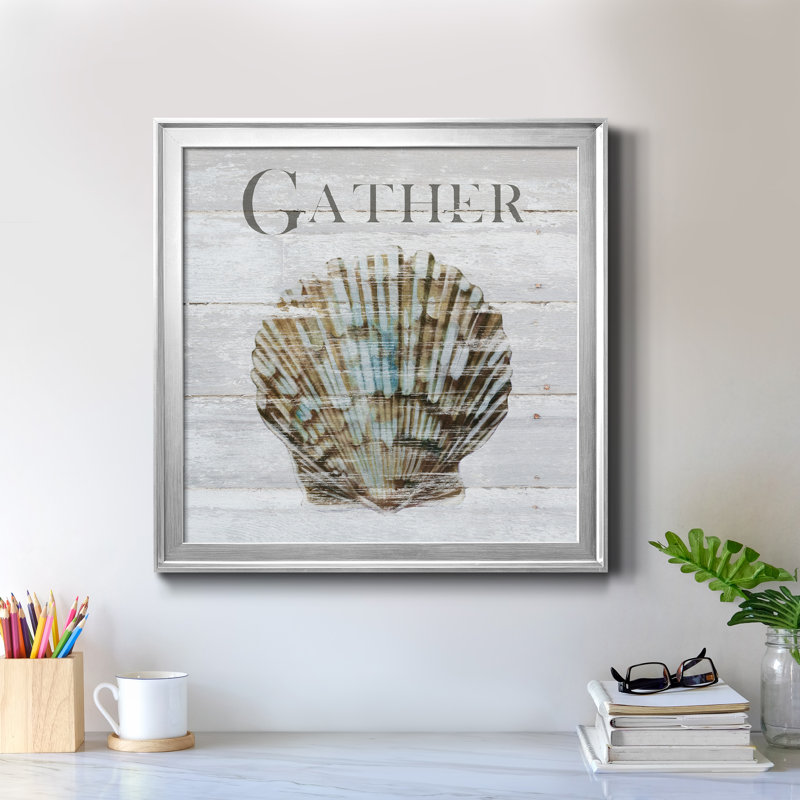 «Shell Gather», reproduction d'art textuel sur toile encadrée, H 34,5 po x l 34,5 po x P 1,5 po, Cadre argenté