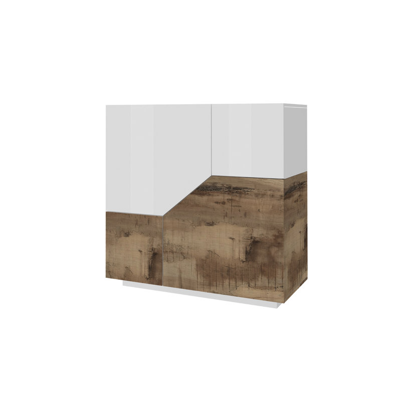 80cm Sideboard, Glossy White/Maple Pereira