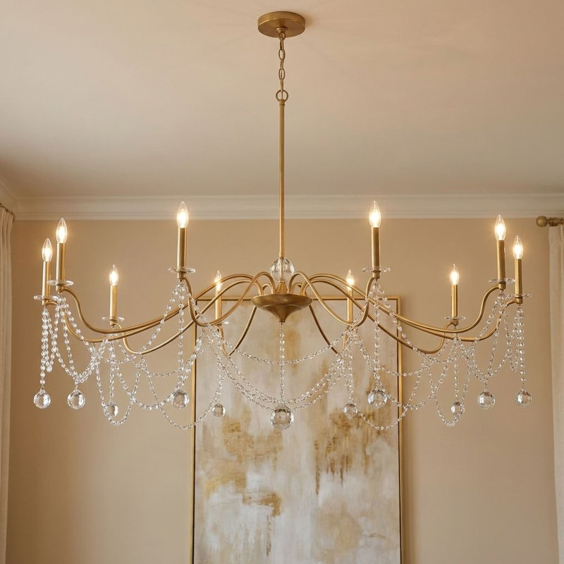 Lustre 10 lumières en laiton chaud Mariposa