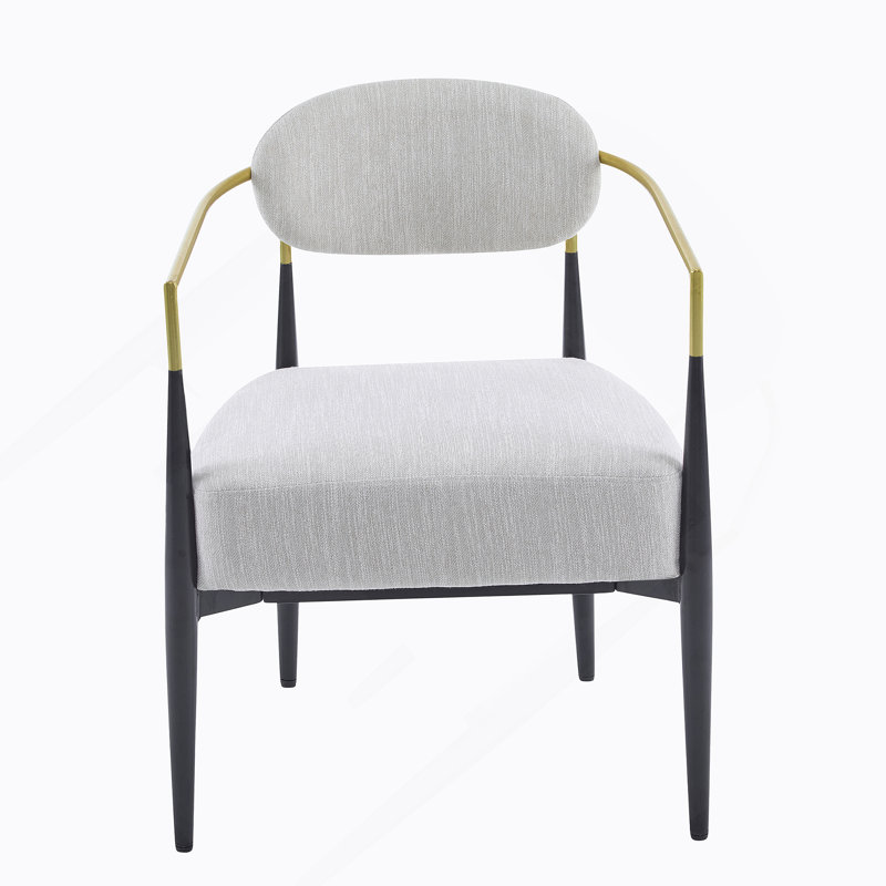 Fauteuil d'appoint rembourré Mid-Century, Beige, Noir / or