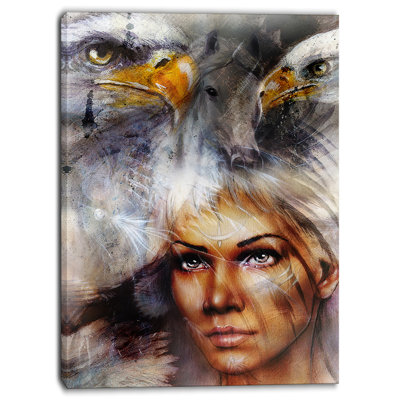 Woman With Flying Eagles Portrait