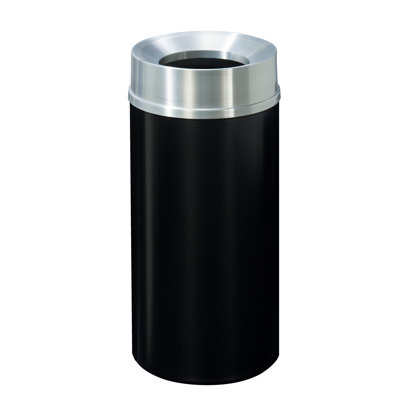 Poubelle Glaro - 16 gallons - Corps noir satiné / couvercle en aluminium satiné