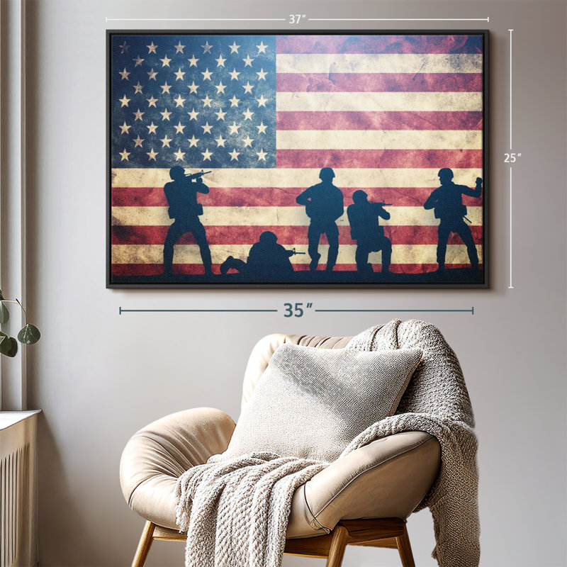 Impression sur toile militaire Grunge US, H 25 po x l 37 po