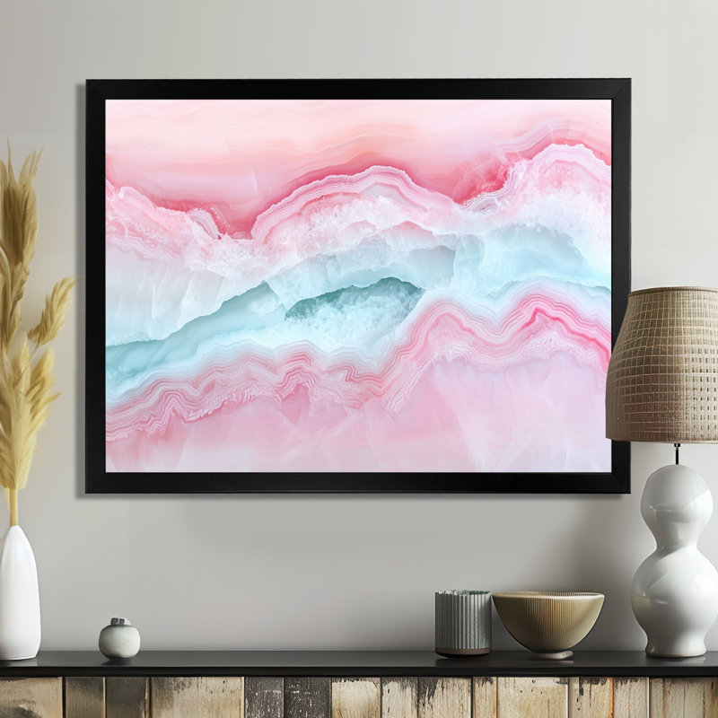 Agate Dream River III - salon d'art mural en pierre géode, 12" H x 20" W, Picture Framed Print, Black