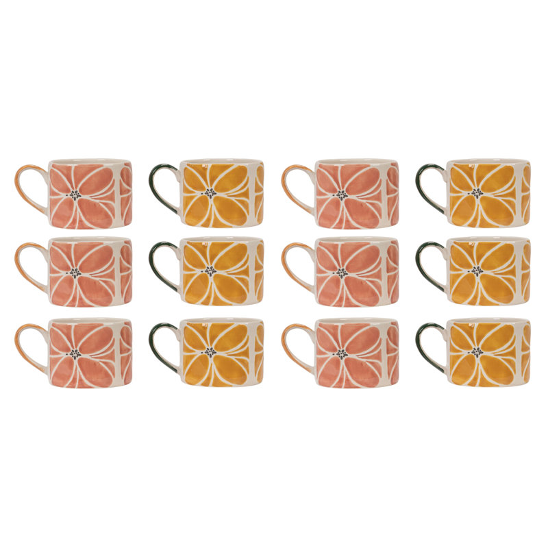 Tasses en grès 10 onces avec motif en relief de cire