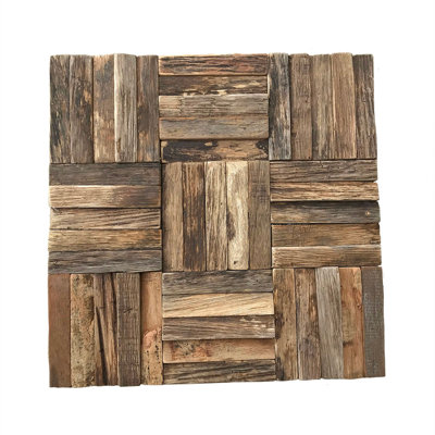 Carreau de mosaïque murale en bois tissé l 11 7/8 po x H 11 7/8 po x P 1/2 po, finition naturelle (paquet de 11)