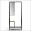 Portemanteau avec miroir, portemanteau multifonctionnel avec rangement pour chaussures, cadre en aluminium pour la vie moderne, brun rustique et noir