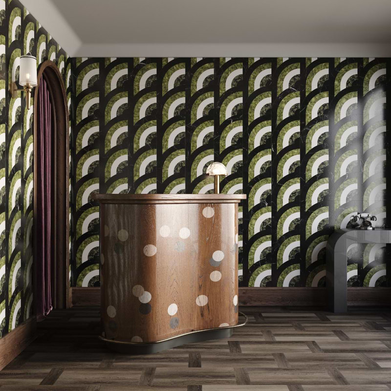 Arc 12X12 Polished Marble Mosaic, Vertical Soul