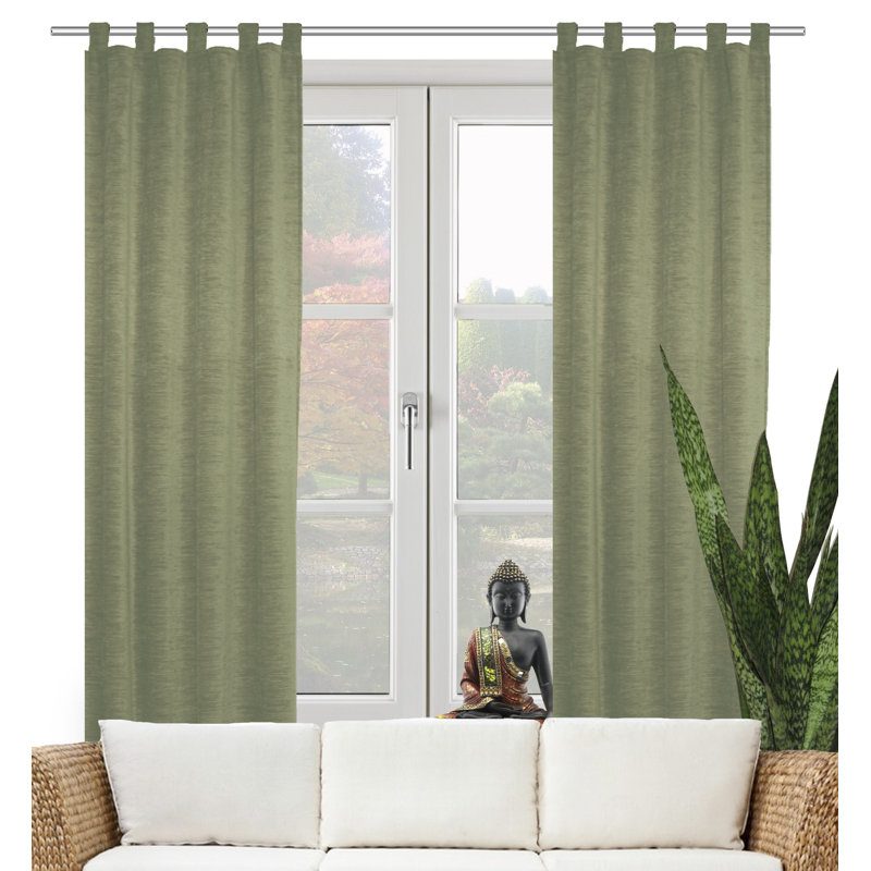 Beloit Synthetic Tab Top Curtain Single Panel, opaque, 225cm Width x 270cm Drop, Light green