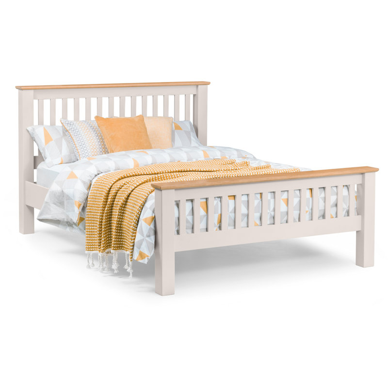 Port Mahon Solid Wood Bed, Double (4'6), Oak/Grey