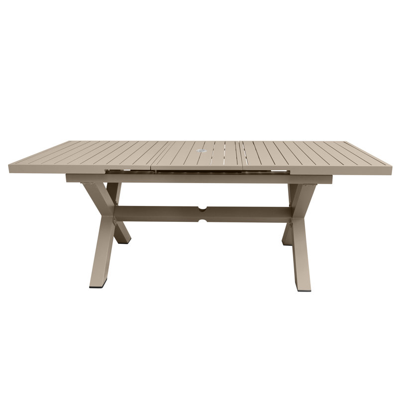 Outdoor Patio Extendable Dining Table With Umbrella Hole