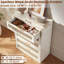 Ensemble de 3 meubles de chambre bohèmes en bois, comprenant une commode à 5 tiroirs et une table de chevet à 1 tiroir avec station de recharge, en rotin.-1119488278-1119488279