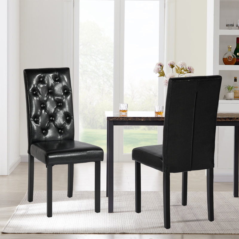 Tona 47cm H Tufted Upholstered Parsons Chair, Black
