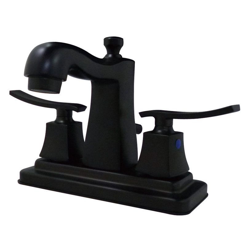 Kingston Brass Queensbury Two-Handle 3-Hole Deck Mount 4" Centerset Bathroom Faucet with Plastic Pop-Up, Oil Rubbed Bronze