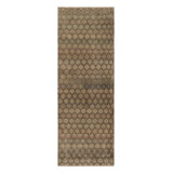 Vintage Distressed Runner Rug, Beige-Brown Geometric Pattern - Rug & Kilim