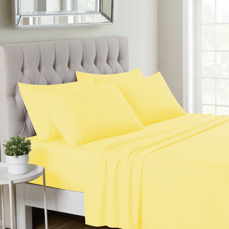 Ensemble de draps luxueux en microfibre douce avec taies d'oreiller en prime, Or