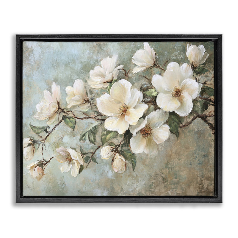  "In Bloom", branche de fleur, art mural sur toile flottante par Petal Prints Design, H 25 po x l 31 po