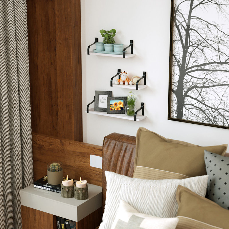 Tablettes de rangement rustiques en bois pour espaces multiples, Blanc délavé