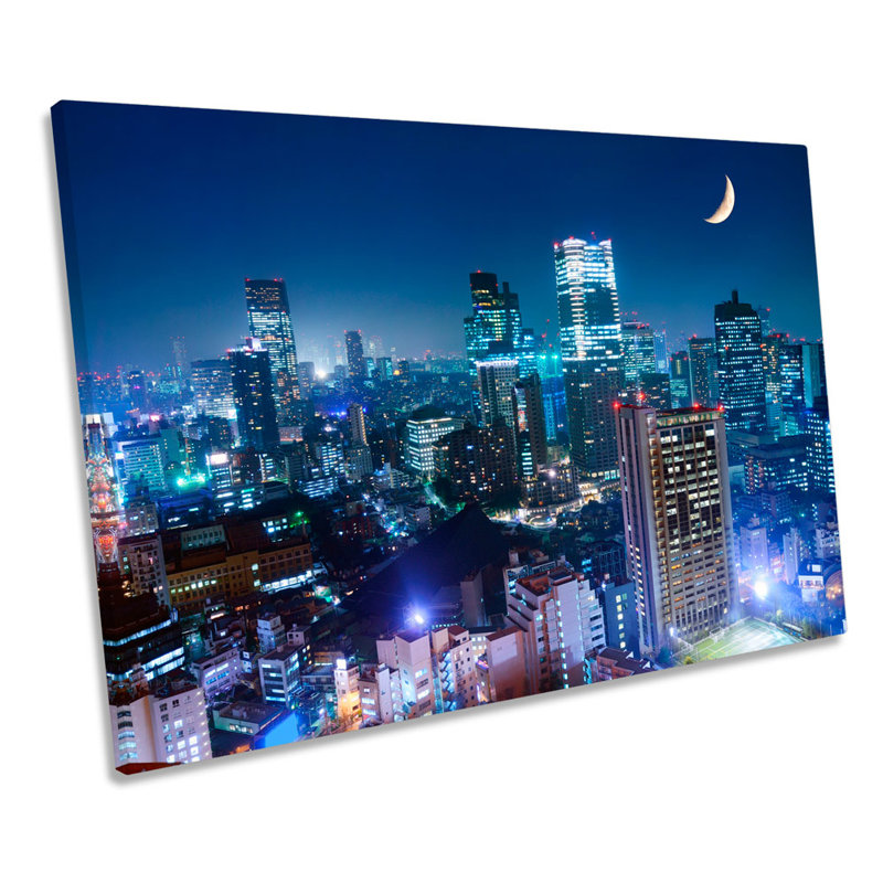 Tokyo Cityscape Night - Wrapped Canvas Print, 30.5cm H x 45.7cm W x 2cm D