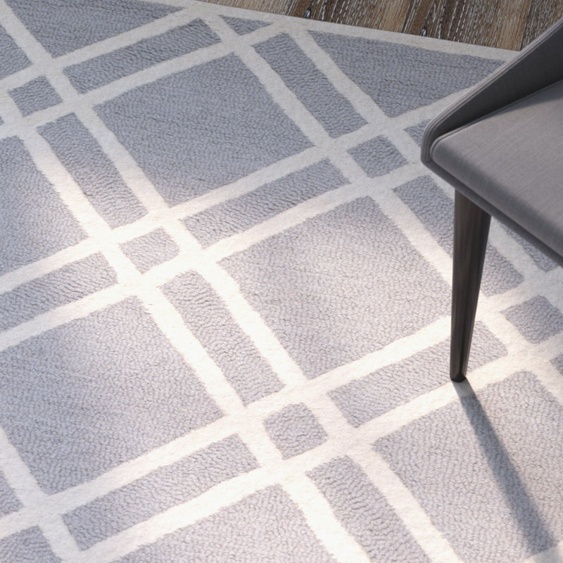Deedgra Hand Tufted Wool Geometric Rug, Rectangle 8' x 10'