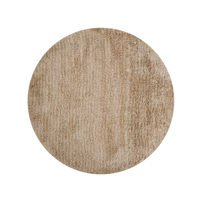 Sanford Hand Tufted Shag Polyester Eco-Friendly Area Rugs - Round, Ivory Color, Plain Solid Design, High Pile Thick Handmade Anti Skid Area Rugs for Living Room, Bed Room