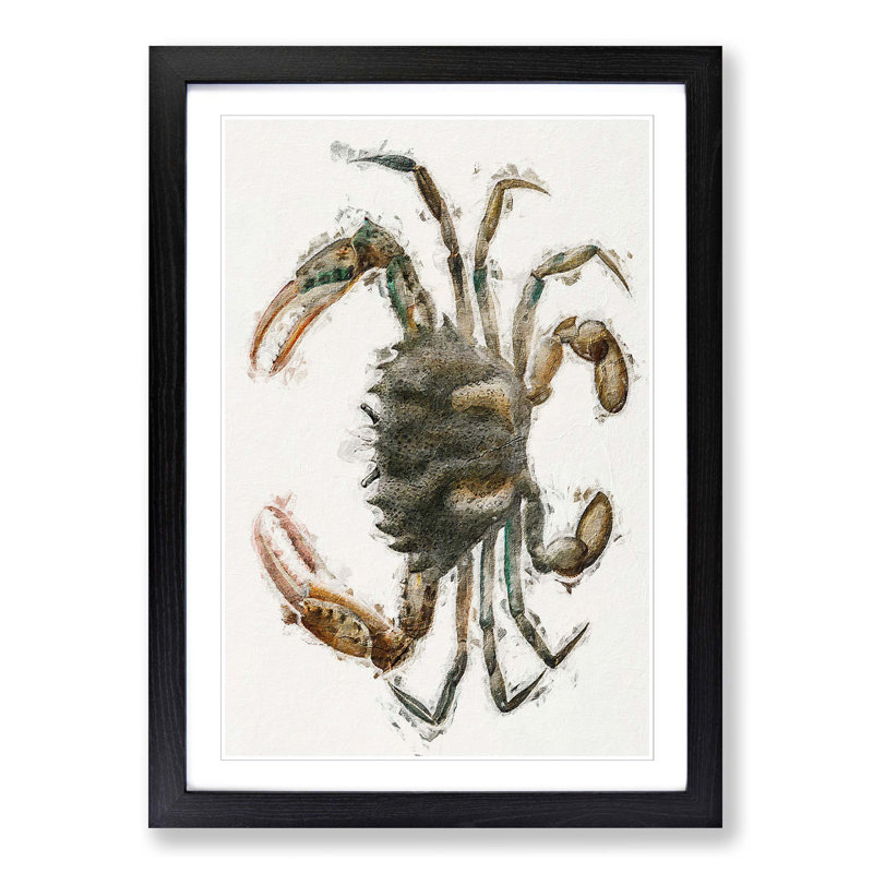 Lady Crab by J.E. De Kay - Framed Print, 65cm H x 48cm W x 2cm D, Black Framed