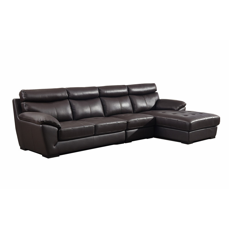 Swindlehurst Upholstered L-Shaped Sectional, Right Hand Facing, White leather