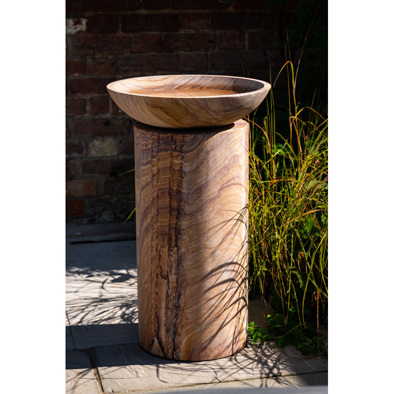 Stefanie Natural Stone Tiered Birdbath