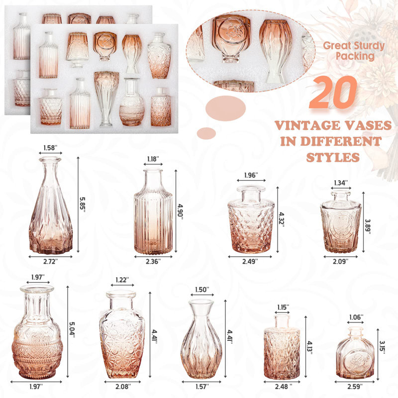 Ensemble de 20 vases à fleurs en verre pour petits centres de table en verre rustique pour table de mariage Décoration de Noël