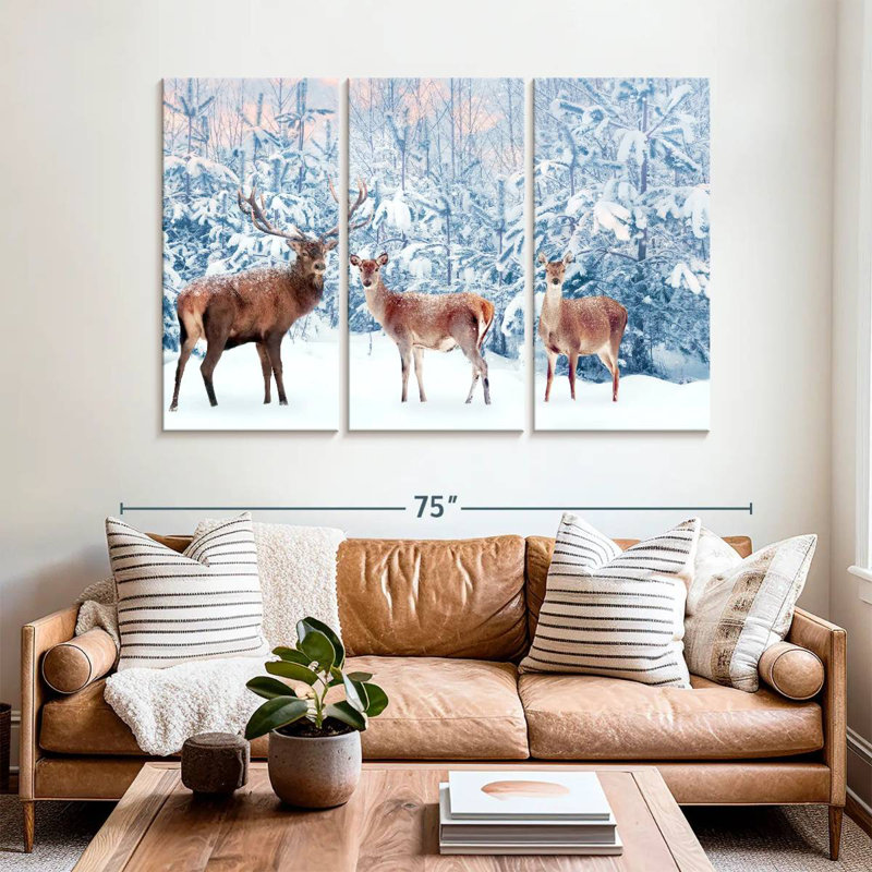 Deer In Winter, 14" H x 23" W