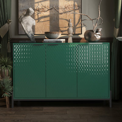Armoire moderne à 3 portes avec pieds en métal thermolaqué - Buffet polyvalent et élégant pour l'organisation à la maison