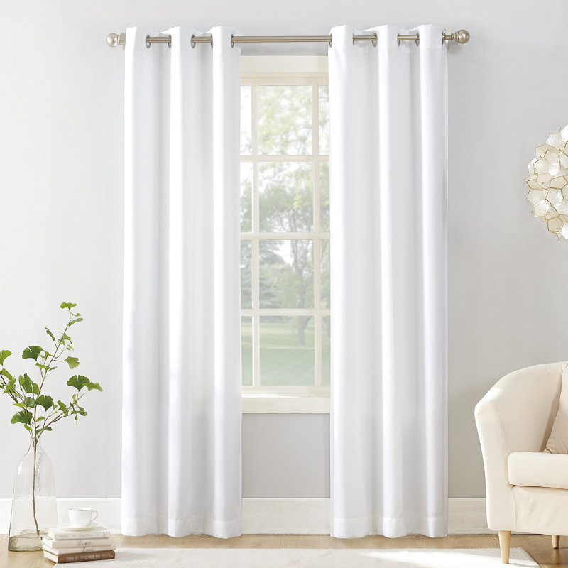 Karpinski Casual Textured Semi-Sheer Grommet Curtain Panel, White, 40" W x 84" L